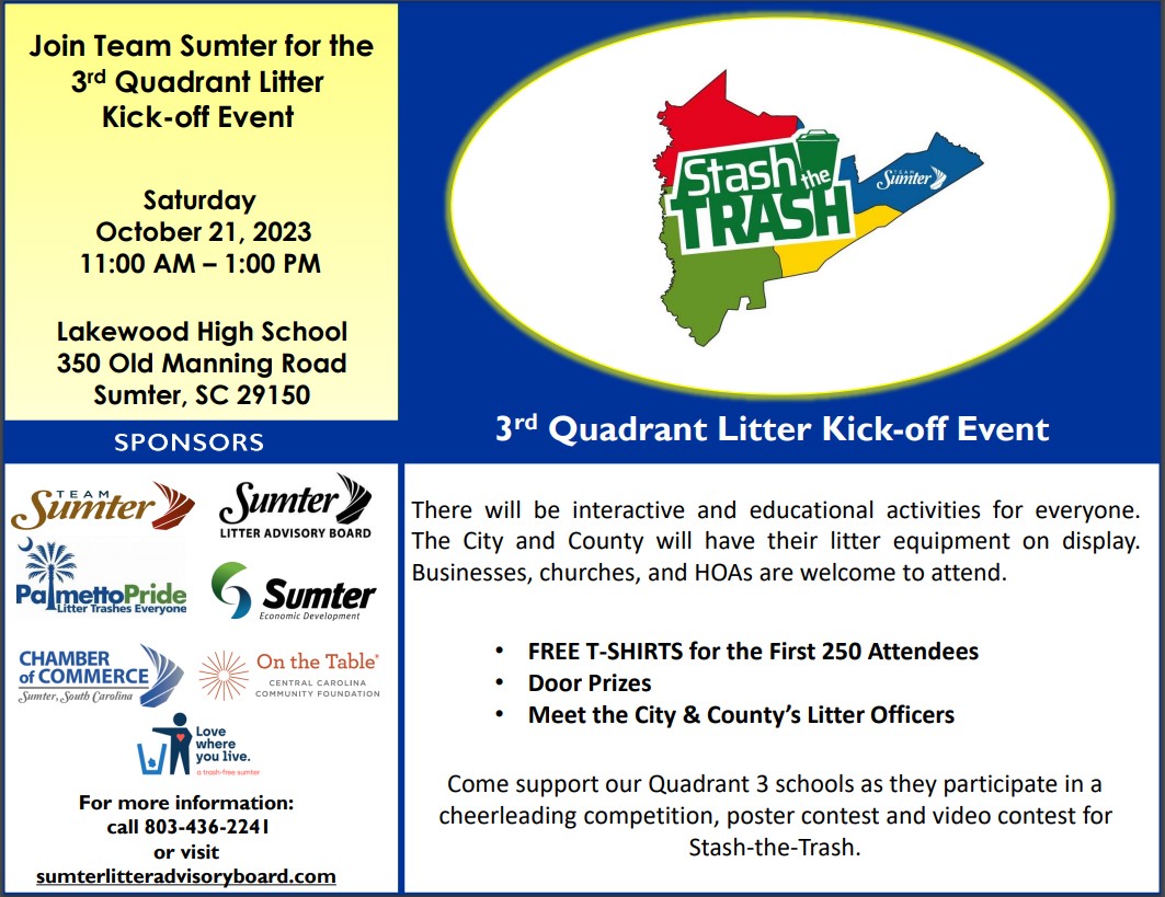 Sept 18 2023 Stash the Trash Quadrant 3 flyer 